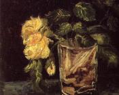 文森特威廉梵高 - 玻璃杯里的玫瑰